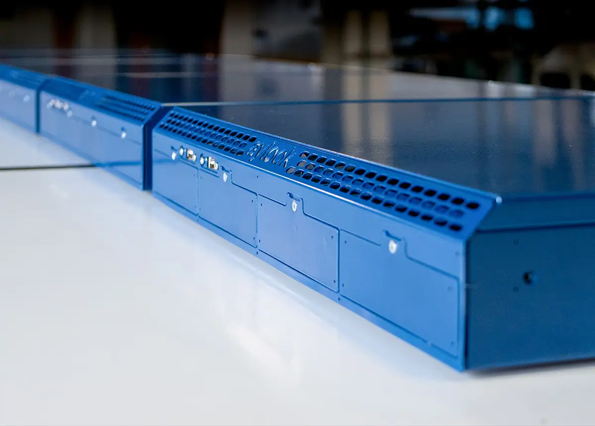 A row of blue aylook units