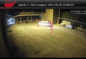 Night IR view, rear warehouse area with detection