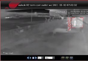 Thermal camera view, outdoor corridor